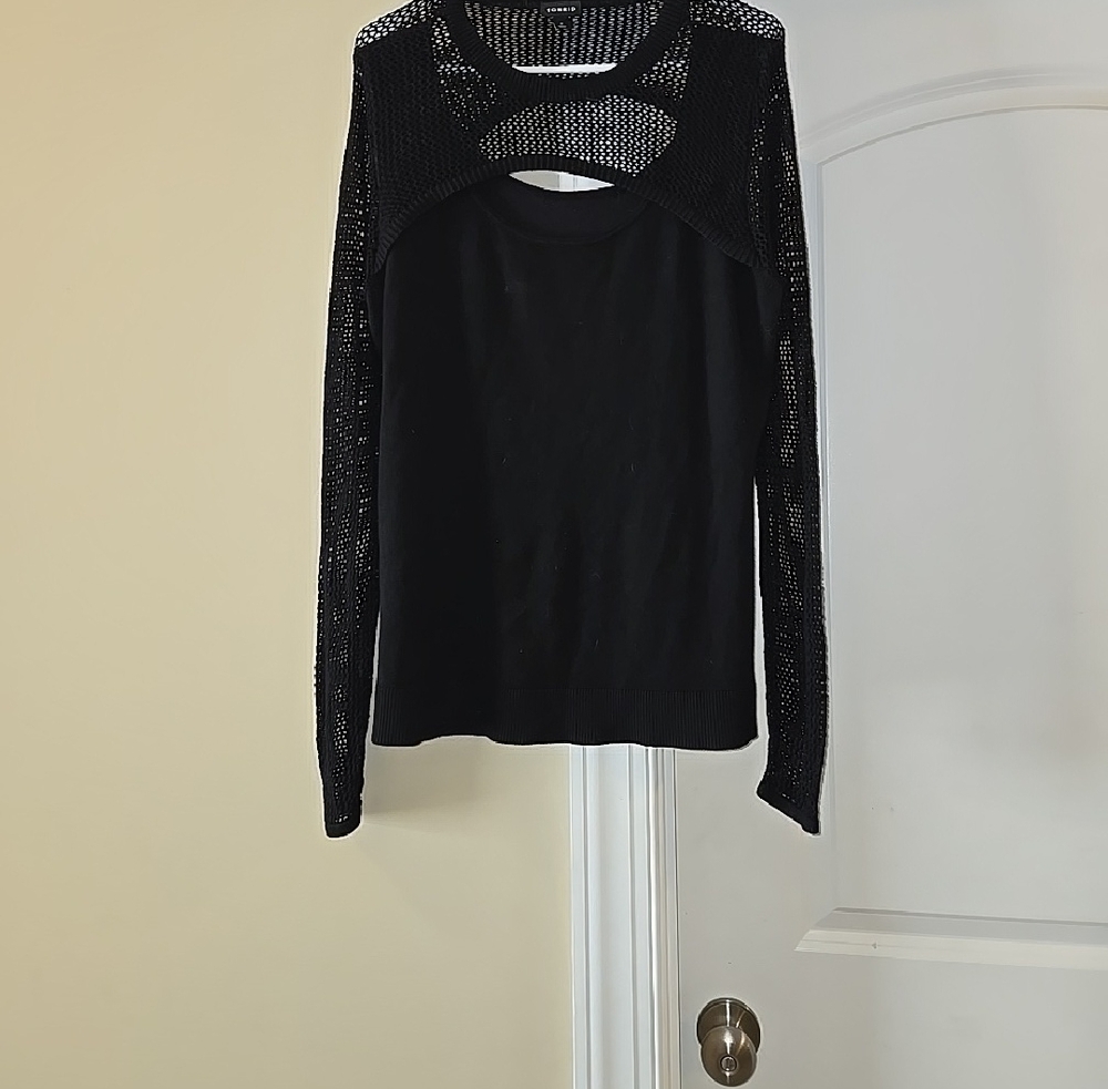 torrid Black Sheer Open Knit Pullover